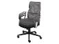 Chaise de bureau ergonomique en maille grise à roulettes.