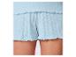 Shorts et haut en côtes bleues, style décontracté.