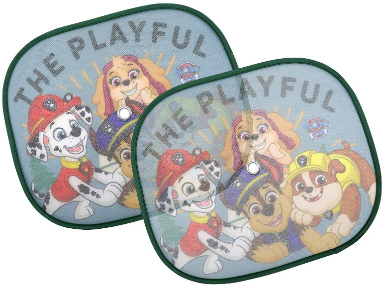 Pare-soleil de voiture Pat' Patrouille avec Marshall, Skye, Chase et Rubble, avec le texte 'THE PLAYFUL'