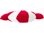 Coussin rayé rouge et blanc en forme de bonbon