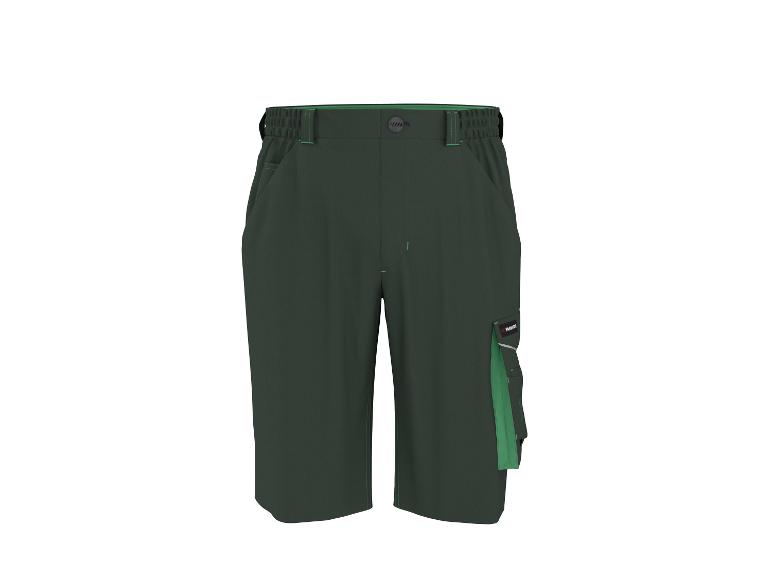 Shorts de travail vert foncé avec accents verts et poches.