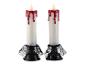 Deux bougies LED sur le thème d'Halloween avec de la cire rouge dégoulinante et des bases en dentelle noire.