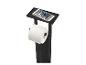 Porte-papier toilette noir avec tablette pour téléphone.
