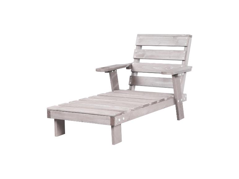 Chaise longue en bois gris avec porte-gobelet