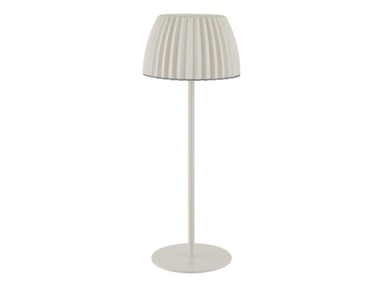 Lampadaire blanc avec un abat-jour plissé et une base ronde