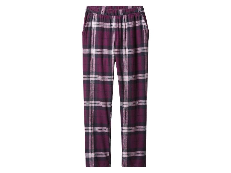 Pantalon de pyjama écossais violet avec taille élastique et poches.