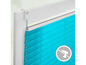 Store plissé turquoise sans perçage, idéal pour les fenêtres.