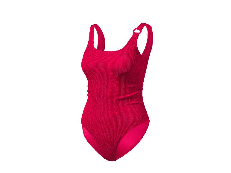 Maillot de bain une pièce rouge texturé avec anneau sur la bretelle