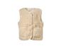 Gilet douillet couleur crème avec boutons et deux poches avant pour enfants.