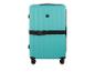 Une valise Topmove turquoise à roulettes.