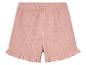 Shorts rose poudré à volants pour enfant.