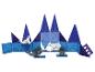 Tuiles de construction magnétiques bleues formant un paysage arctique avec des figurines d'animaux.