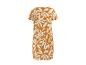 Robe longue orange à motif feuilles blanches, vue de dos.