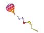 Manche à air montgolfière colorée avec une longue queue flottante