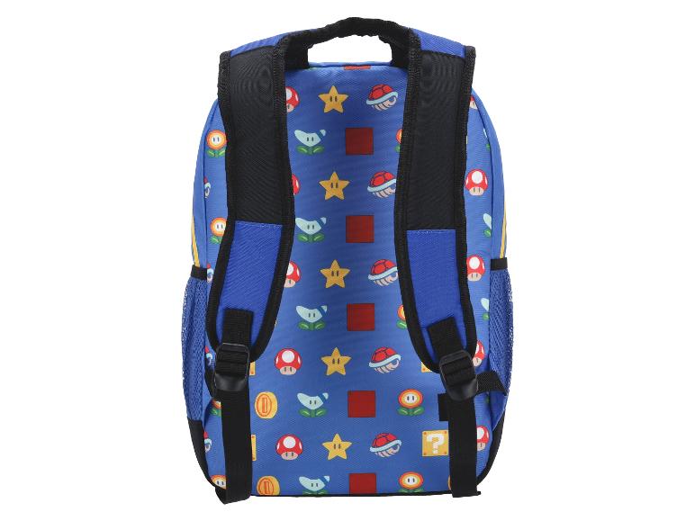 Sac à dos bleu sur le thème de Super Mario.