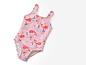 Maillot de bain une pièce enfant, rose, baleines et animaux marins.