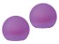 Deux sphères violettes avec une douce lueur sur un fond blanc.