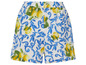 Shorts blancs avec un motif de citrons bleus et jaunes.