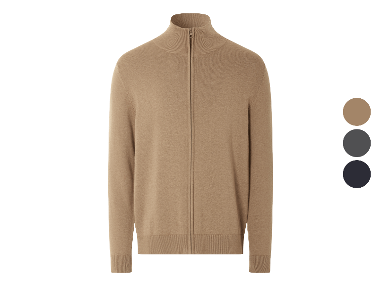 Pull-over zippé pour homme, couleur beige.