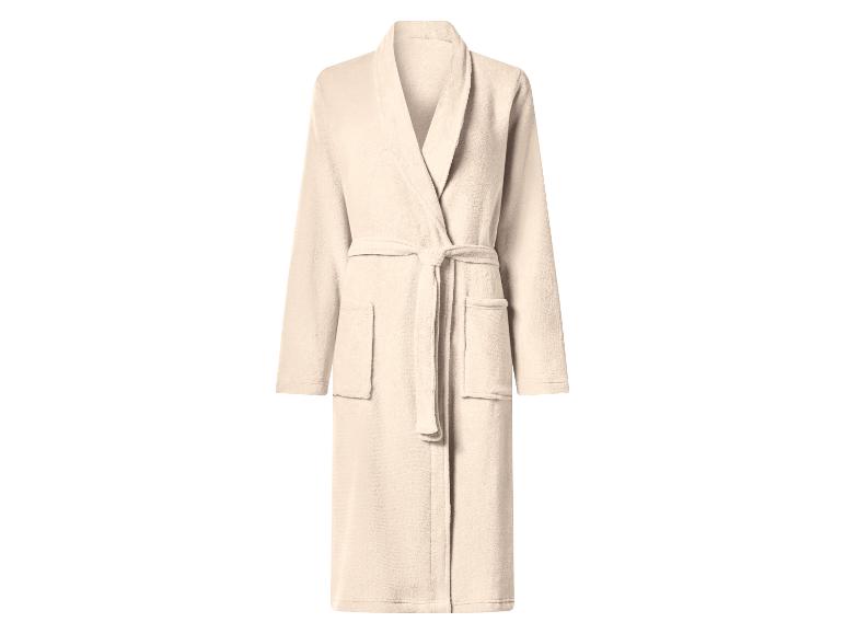 Peignoir en coton beige avec ceinture et poches