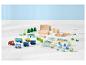 Train en bois Peppa Pig avec des wagons, des rails et des figurines.