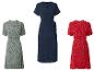 Robes portefeuille : unie bleu marine, à pois vert et fleurie rouge.