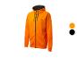 Sweat-shirt à capuche orange à fermeture éclair.