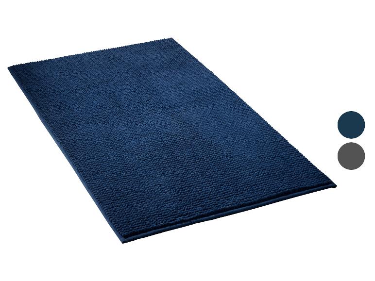 Tapis de bain bleu foncé texturé, disponible en plusieurs couleurs.