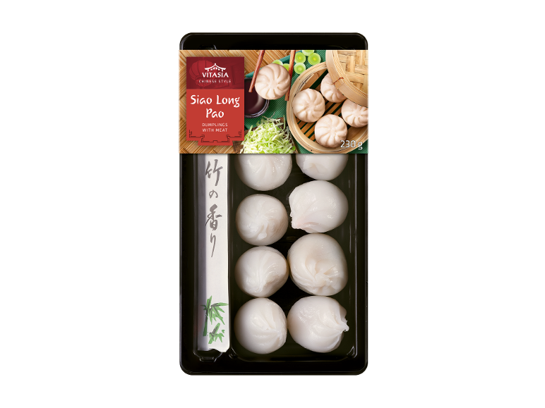 Emballage de raviolis vapeur à la viande et baguettes, 230g.