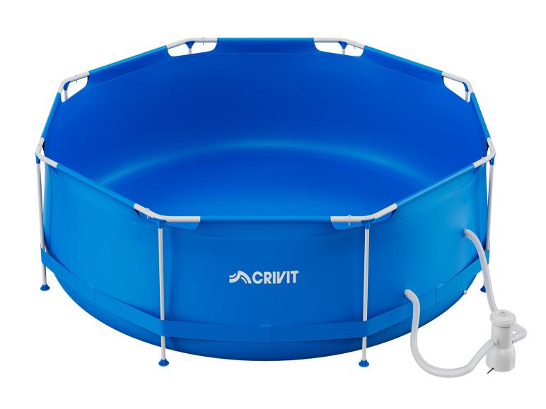 Piscine bleue hors sol avec cadre et pompe de filtration