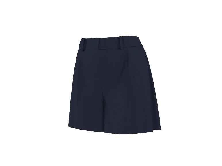 Shorts femme bleu marine taille haute avec plis.