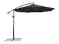 Un parasol noir avec bras ajustable, parfait pour le jardin.