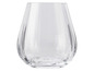 Un vase en verre transparent de forme ronde.