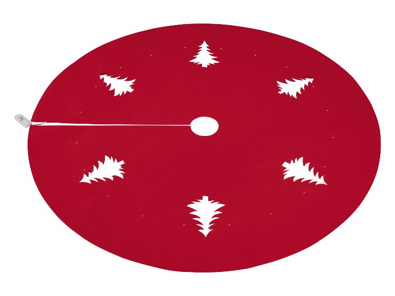Jupe rouge pour sapin de Noël avec découpes en forme d'arbre