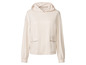 Un sweat-shirt à capuche crème avec des poignets élastiques.