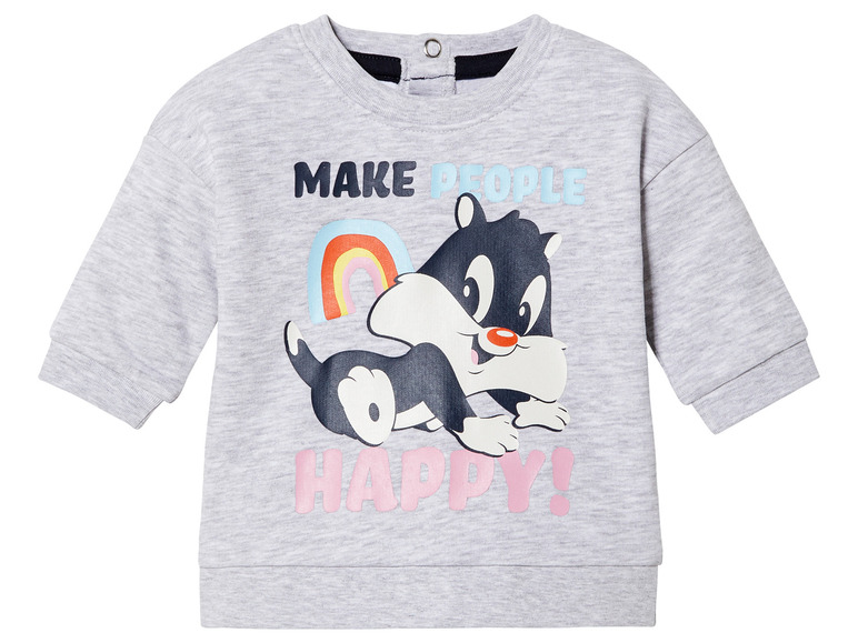 Un sweat-shirt gris à manches longues avec un imprimé de Sylvester le chat