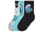 Trois paires de chaussettes avec un motif de Schtroumpfs.