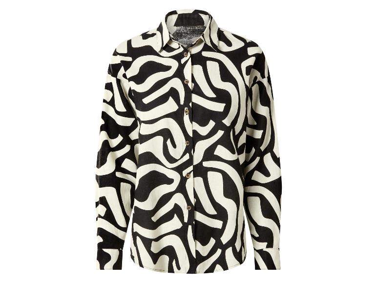 Chemise à manches longues avec motif abstrait noir et blanc