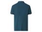 Vue de dos d'un polo homme uni bleu sarcelle foncé à manches courtes et col côtelé.