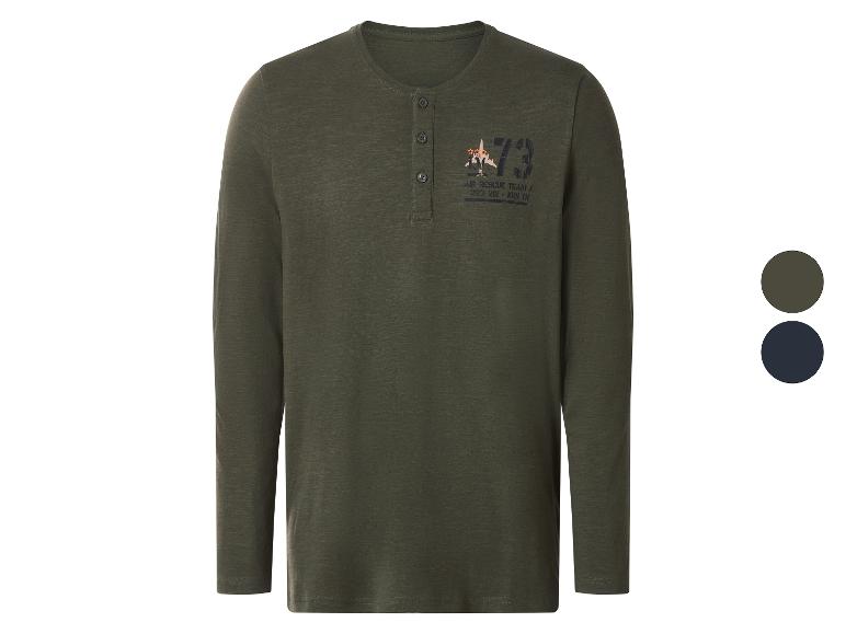 T-shirt kaki à manches longues pour homme avec imprimé avion et le numéro 73