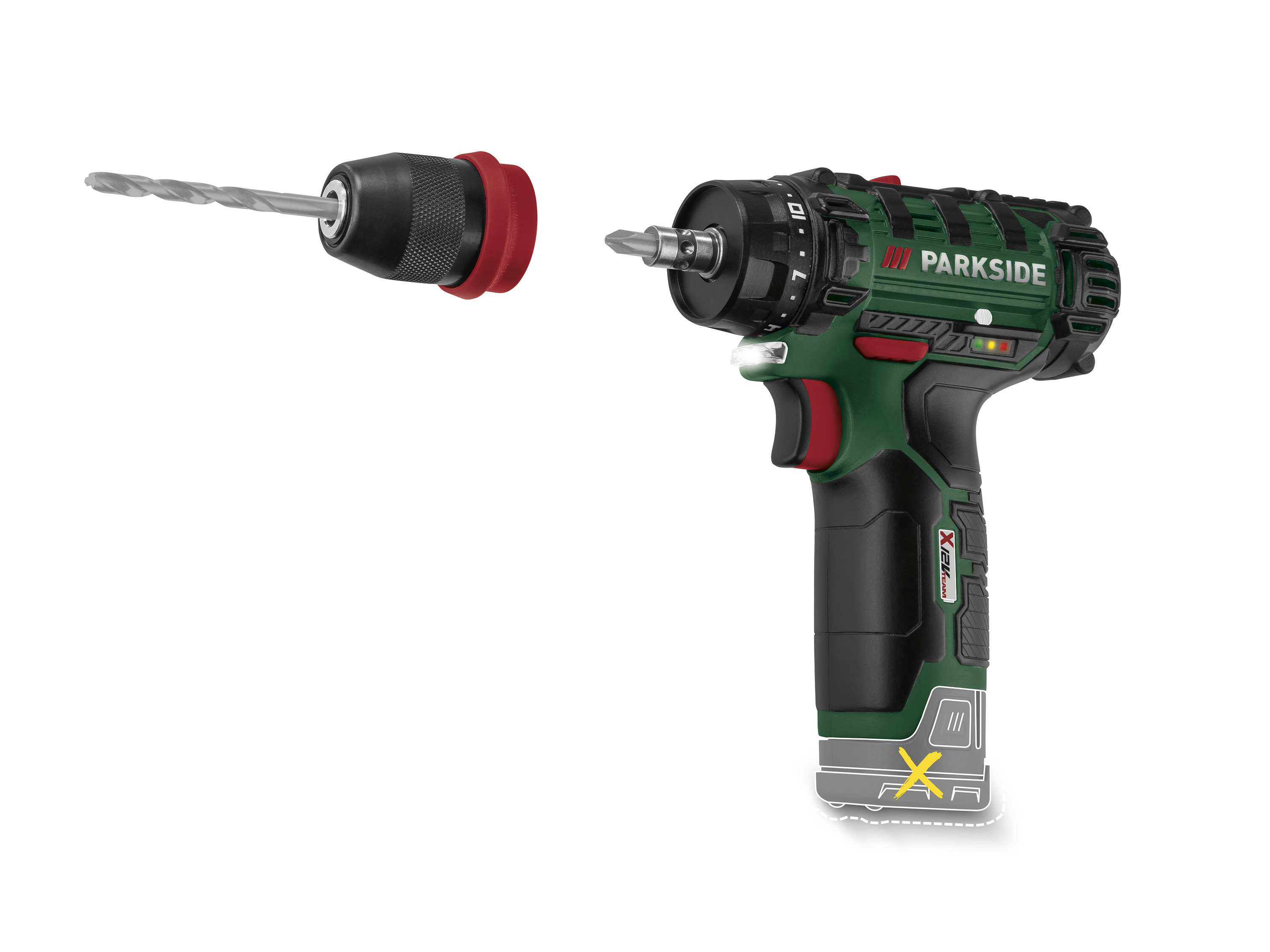 PARKSIDE® Perceuse-visseuse sans fil PBSA 12 F5, 12 V