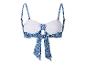Haut de bikini bandeau bleu et blanc à imprimé cachemire.