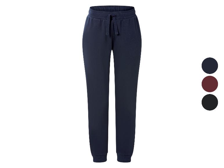 Pantalon de jogging bleu pour femme avec cordon de serrage, disponible en bordeaux et noir.