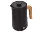 Cafetière noire avec une poignée en bois