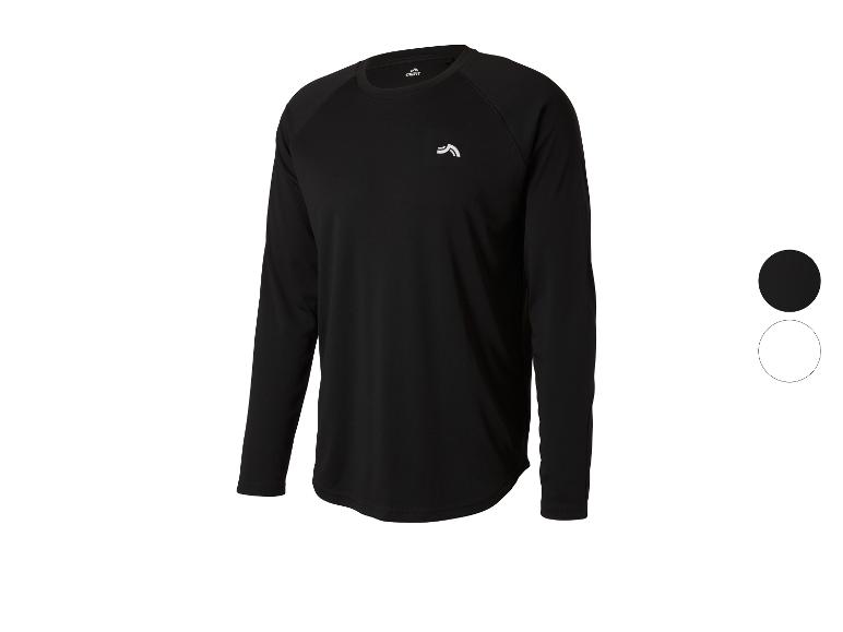 T-shirt de sport noir Crivit à manches longues, avec logo blanc sur la poitrine.