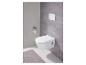 Des toilettes blanches suspendues dans une salle de bain moderne.