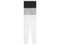 Trois paires de leggings en noir, gris et blanc.