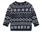 Un pull bleu marine avec un motif de Noël scandinave.
