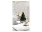 Sapin de Noël vert non décoré dans un salon avec des décorations festives.