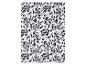 Une serviette blanche avec un motif floral noir.